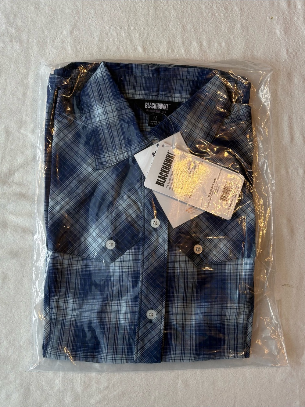 BLACKHAWK! Women’s Blue Plaid Button-Down Shirt Size M